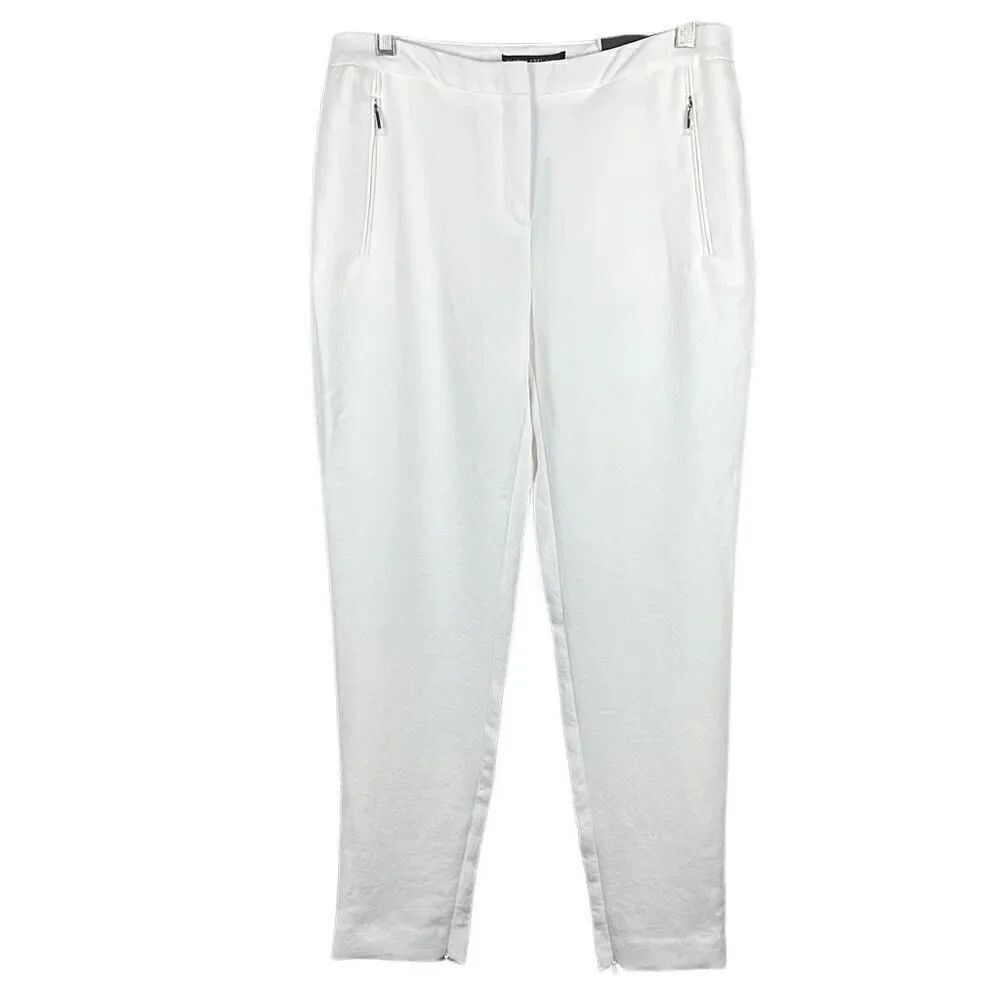 Chico's White Textured Tapered Zip Ankle Pant NEW 0